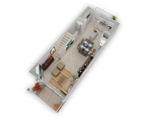 Floor plan for 2 beds, 2 baths, 1277 sqft
